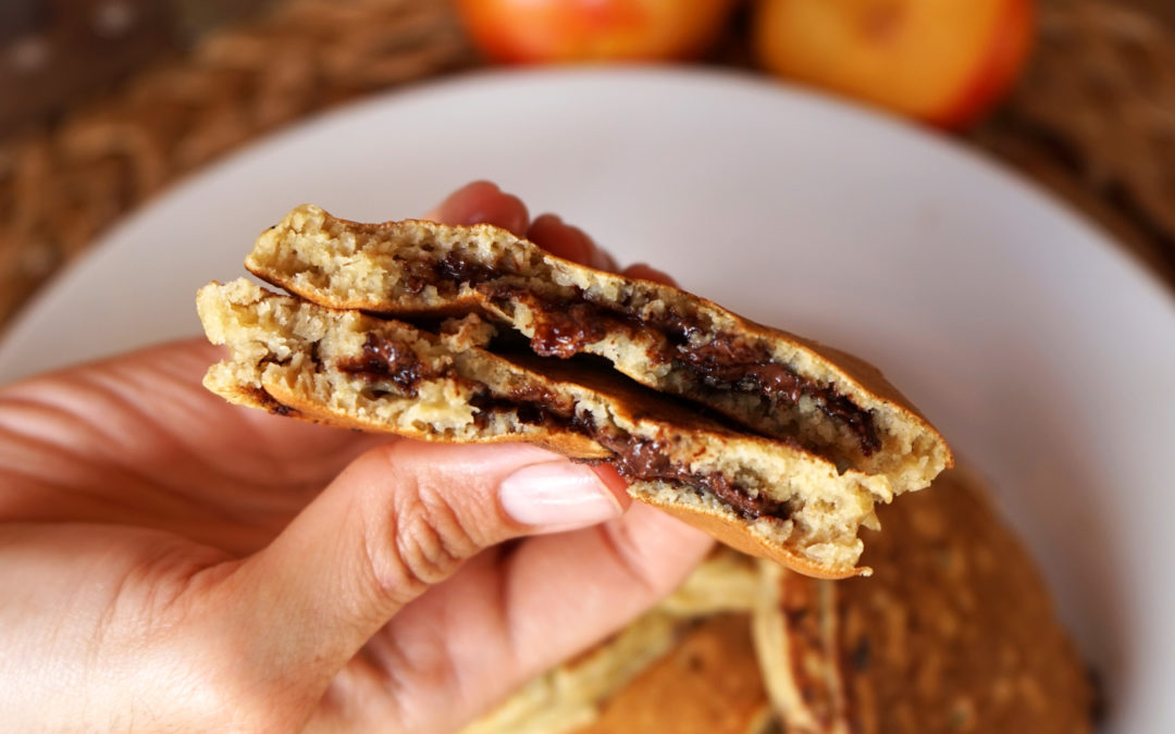 Pancakes banane coeur chocolat