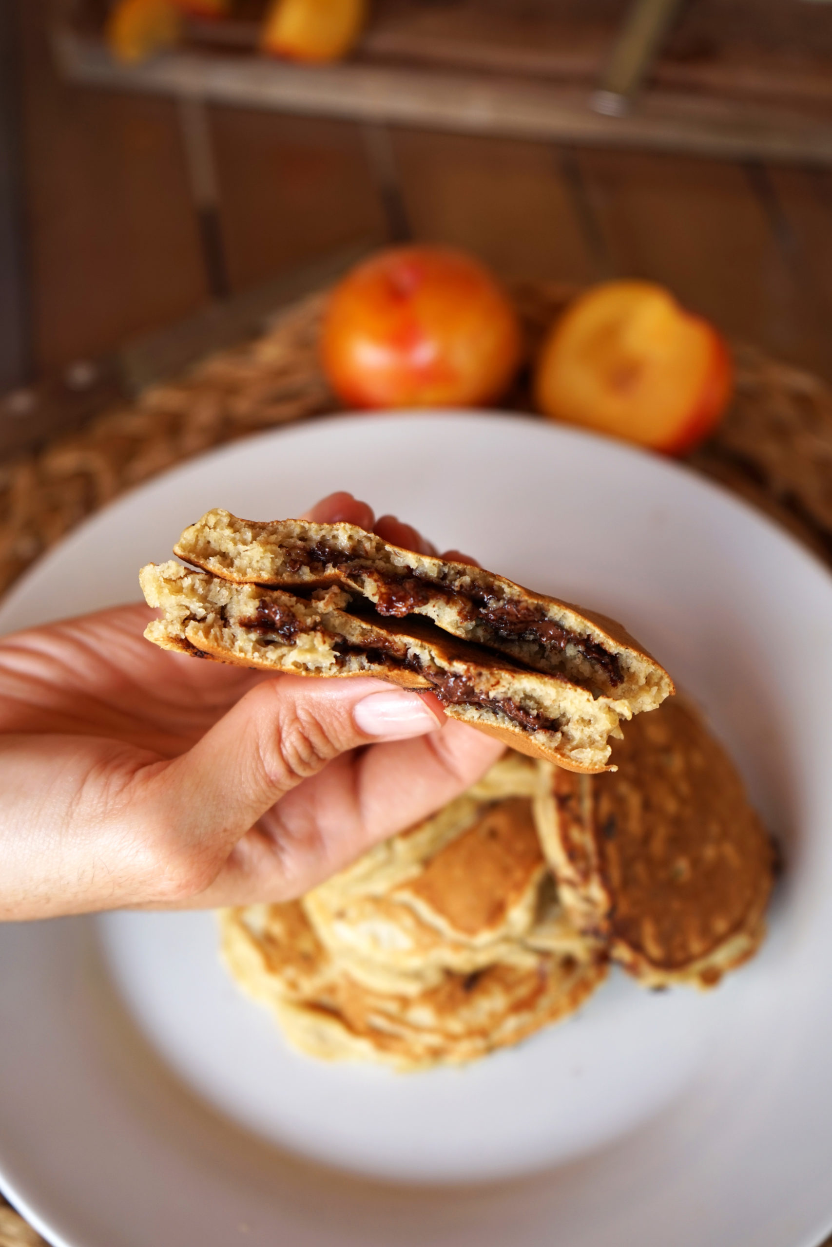 Pancakes banane coeur chocolat